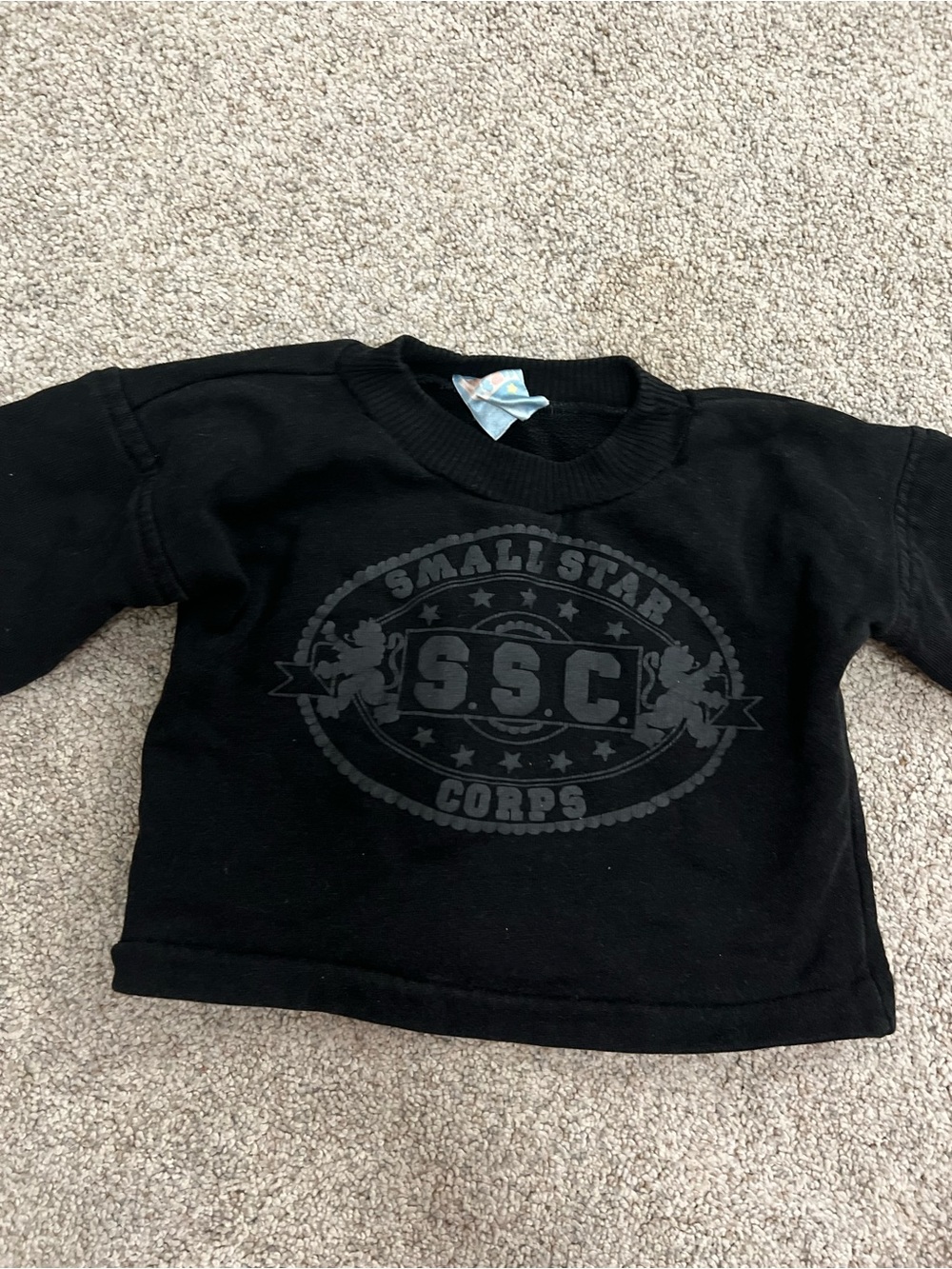 Small Star Corps Crewneck Black Baby Sweatshirt  6-9M